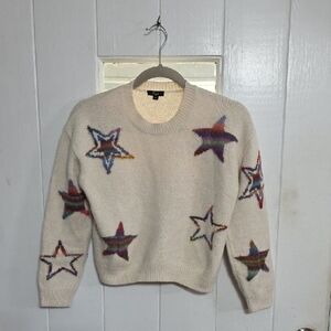 Rails Womens Sweater Wool/Cashmere/Viscose Cream W/ Stars Sz XS EUC *READ*
